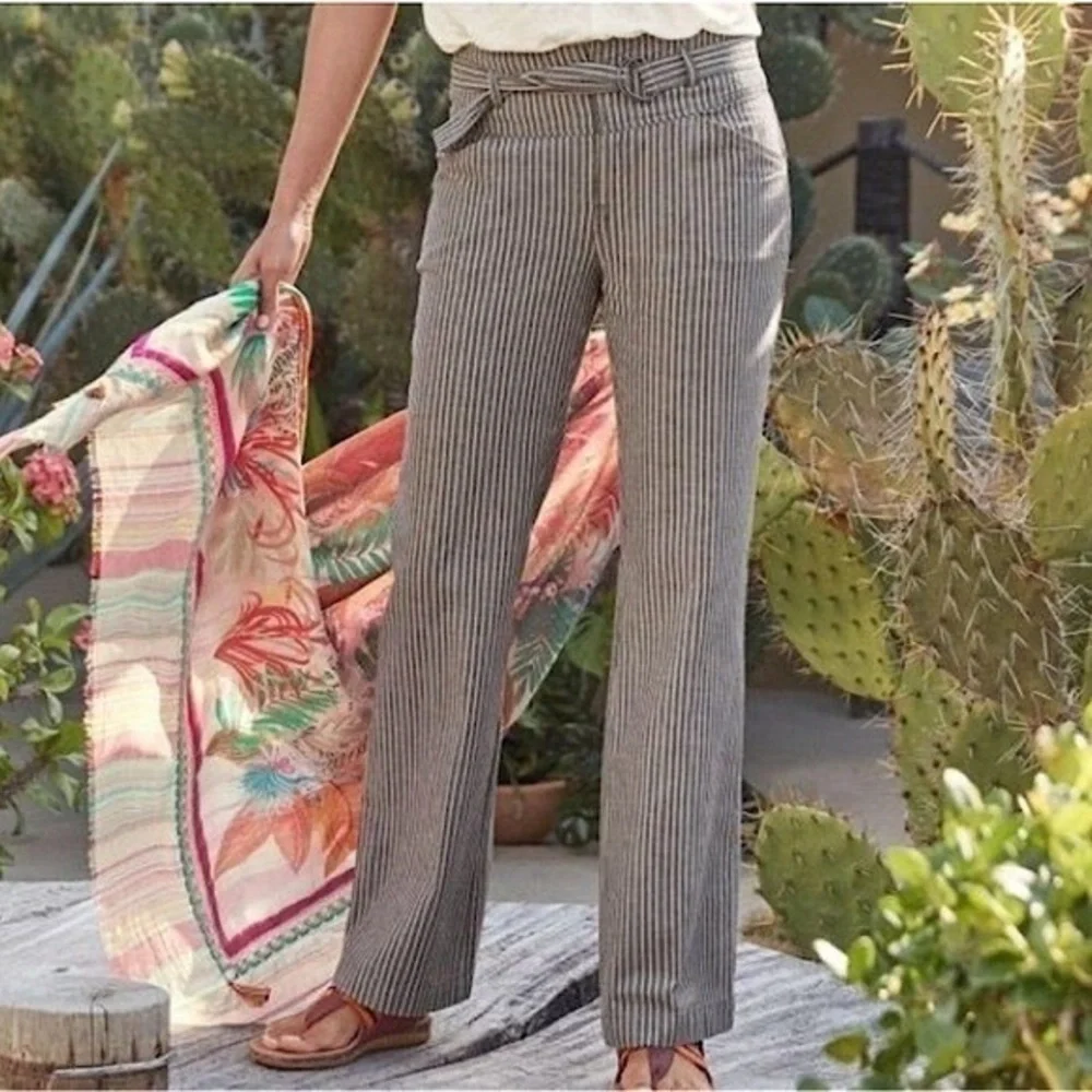 Sundance grey striped linen blend pants